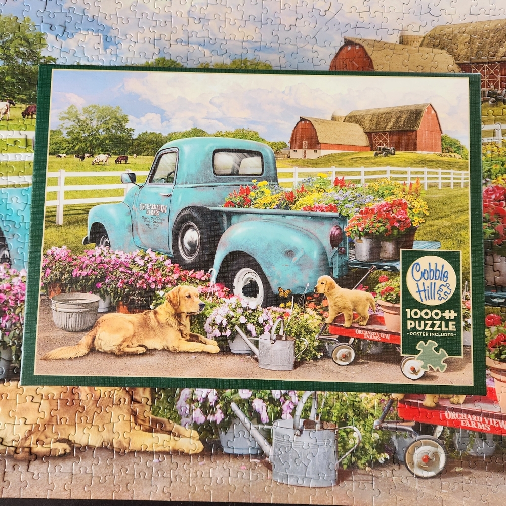 COBBLE HILL 1,000-PIECE JIGSAW PUZZLE FLOWER TRUCK WITH POSTER COMPLETE